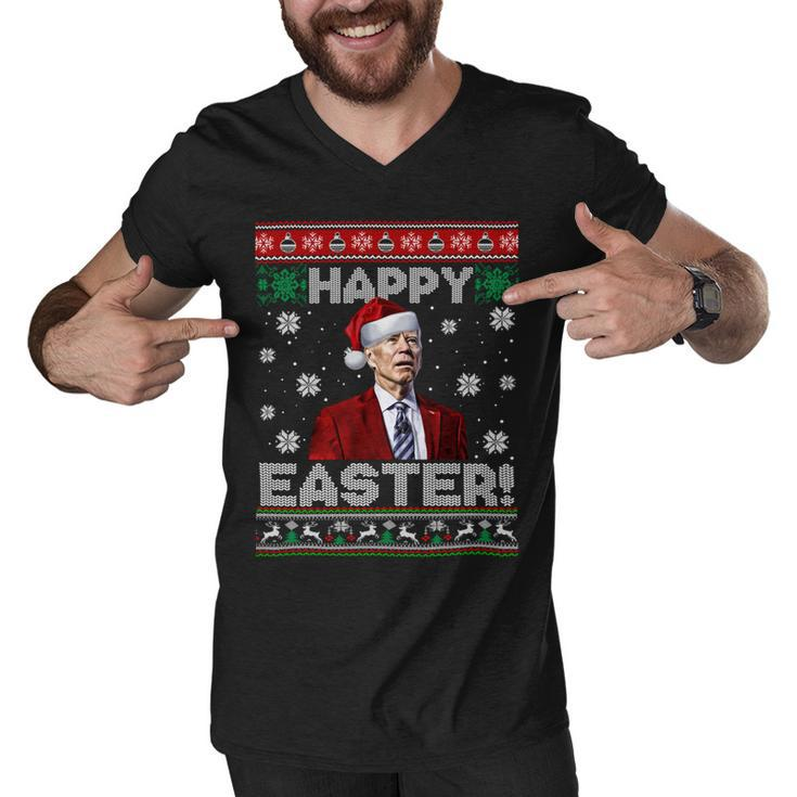 Funny Joe Biden Happy Easter Ugly Christmas Men V-Neck Tshirt
