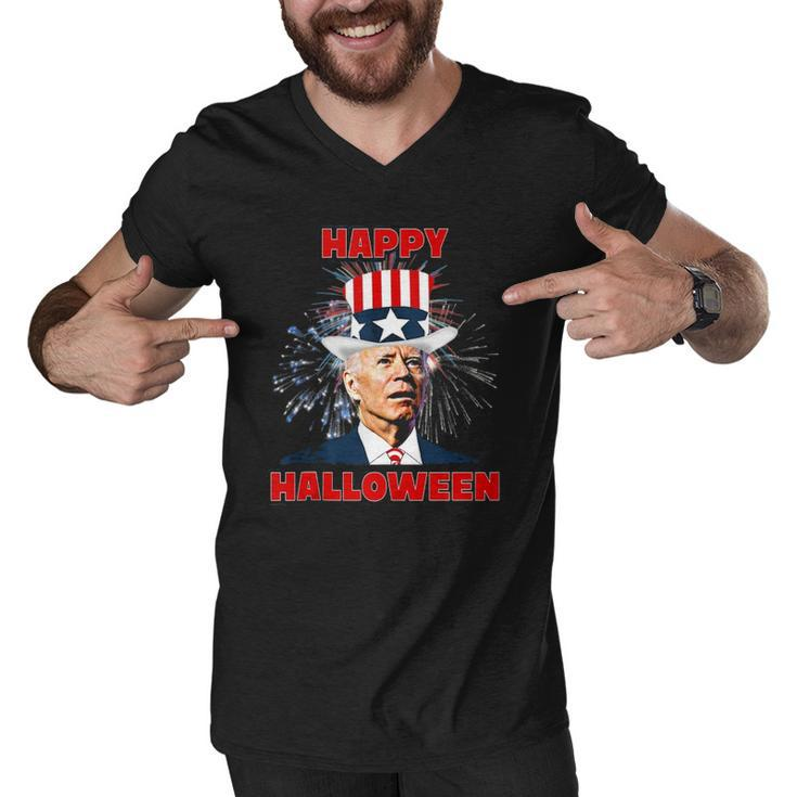Funny Joe Biden Happy Halloween For Fourth Of July  Men V-Neck Tshirt