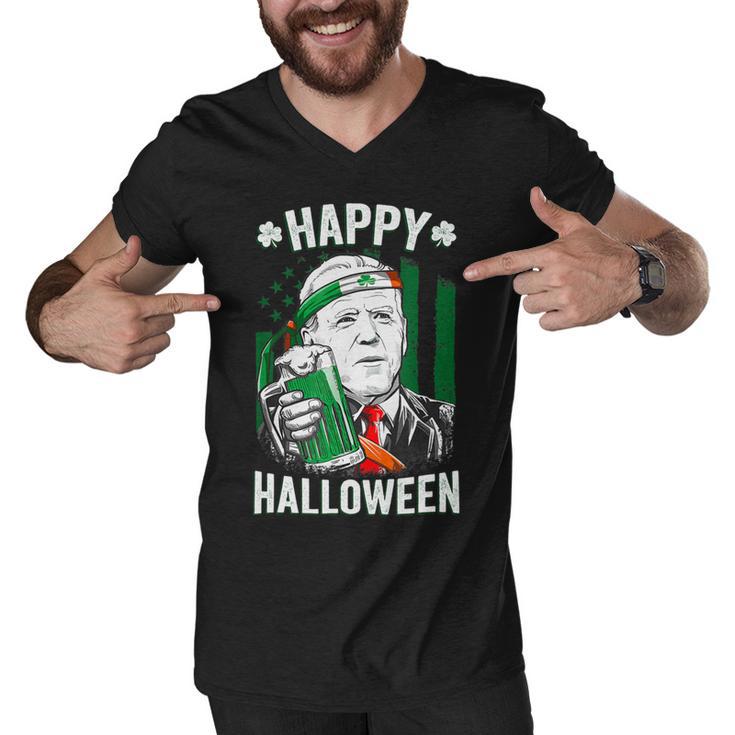 Funny Leprechaun Biden Happy Halloween For St Patricks Day Men V-Neck Tshirt