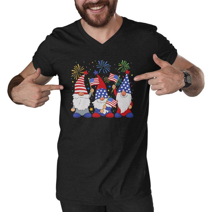 Funny Patriotic Usa American Gnomes 4Th Of July  Men V-Neck Tshirt