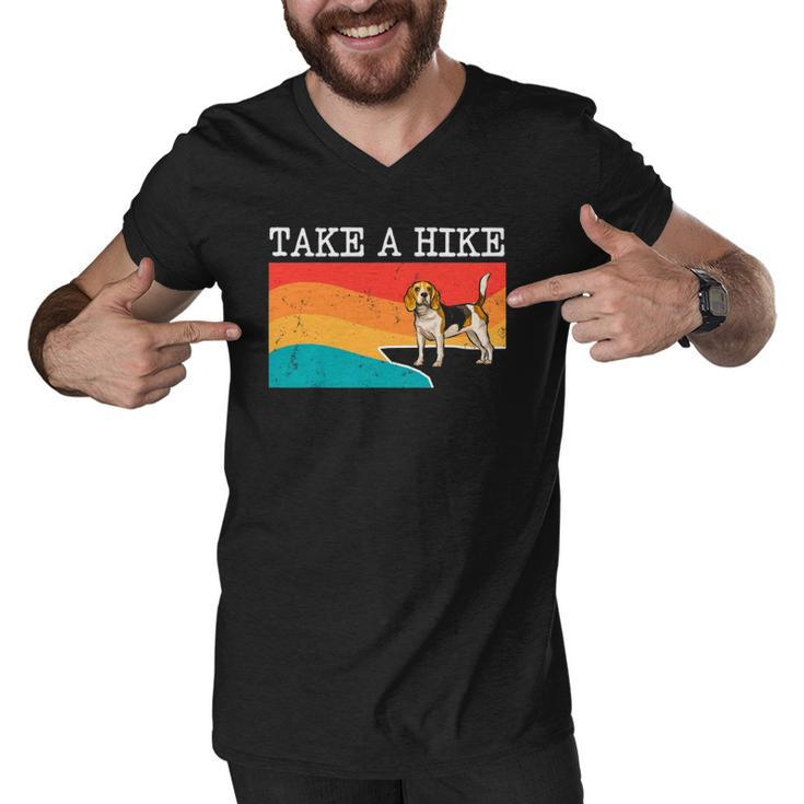 Funny Take A Hike Beagle Graphic Hiking Men V-Neck Tshirt