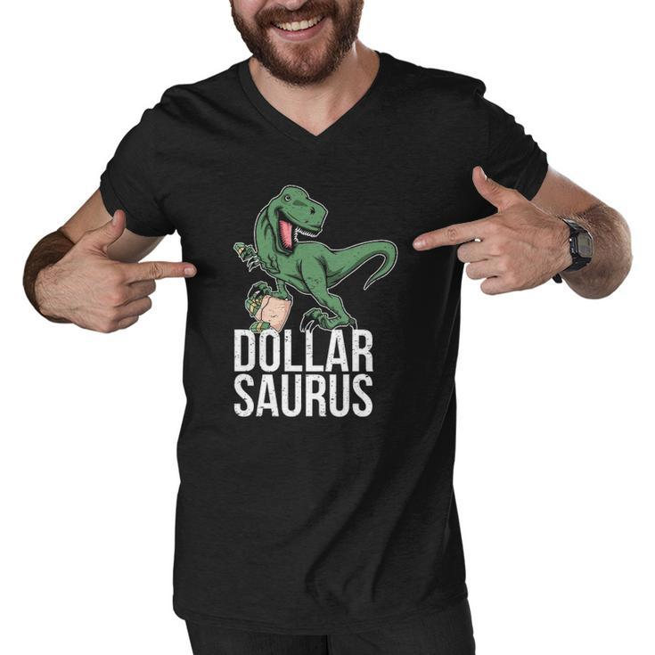 Funny Trader Investor Stock Market Dollar Moneyrex Saurus Men V-Neck Tshirt