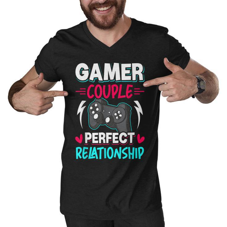 Gamer Couple Perfect Relationship Video Gamer Gaming  Men V-Neck Tshirt