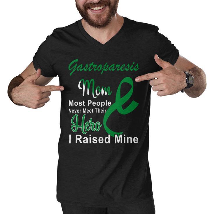 Gastroparesis Warrior  Skull Women Vintage  Green Ribbon  Gastroparesis  Gastroparesis Awareness V2 Men V-Neck Tshirt