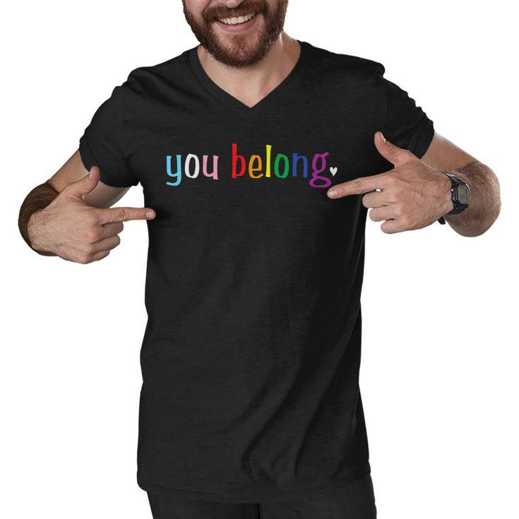Gay Pride Design With Lgbt Support And Respect You Belong  Men V-Neck Tshirt