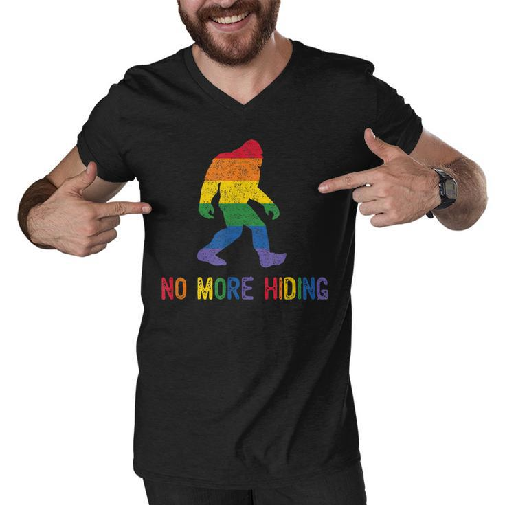 Gay Pride Support - Sasquatch No More Hiding - Lgbtq Ally  Men V-Neck Tshirt