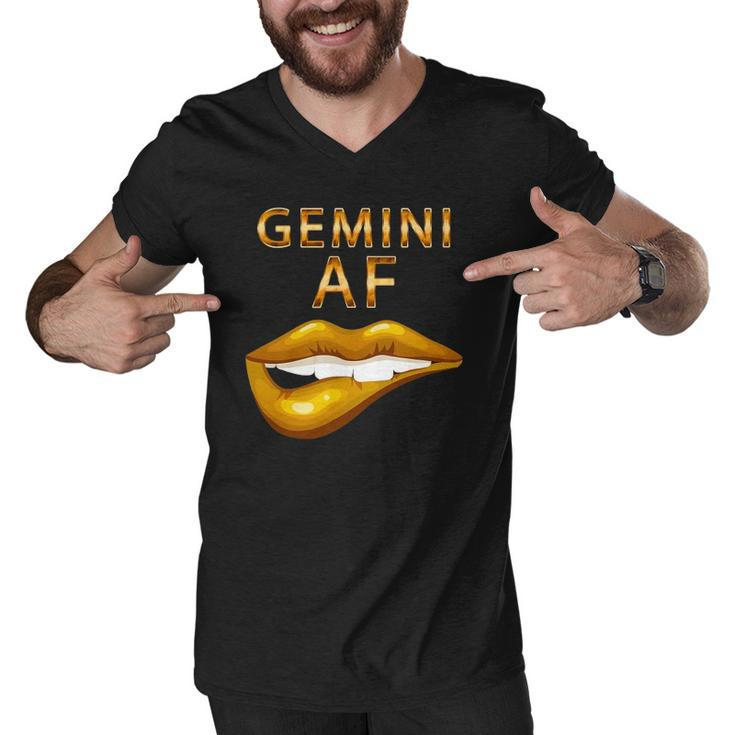 Gemini Af Gold Sexy Lip Birthday Gift Men V-Neck Tshirt