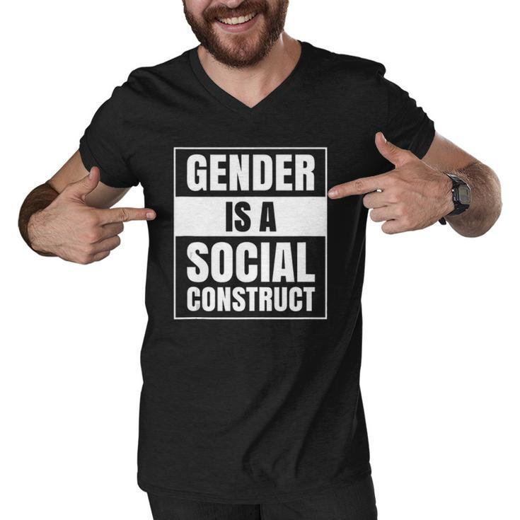 Gender Is A Social Construct Agender Bigender Trans Pronouns  Men V-Neck Tshirt