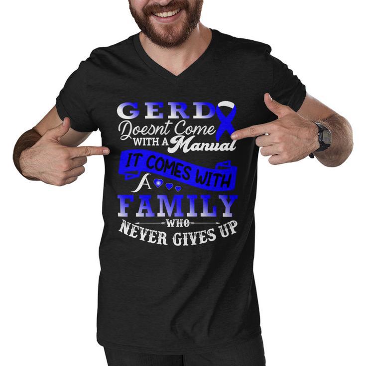 Gerd Doesnt Come With A Manual It Comes With A Family Who Never Gives Up Periwinkle Blue Ribbon Gastroesophageal Reflux Disease Gerd Awareness Men V-Neck Tshirt