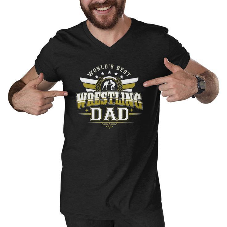 Gifts For Men Worlds Best Freestyle Wrestling Dad Men V-Neck Tshirt