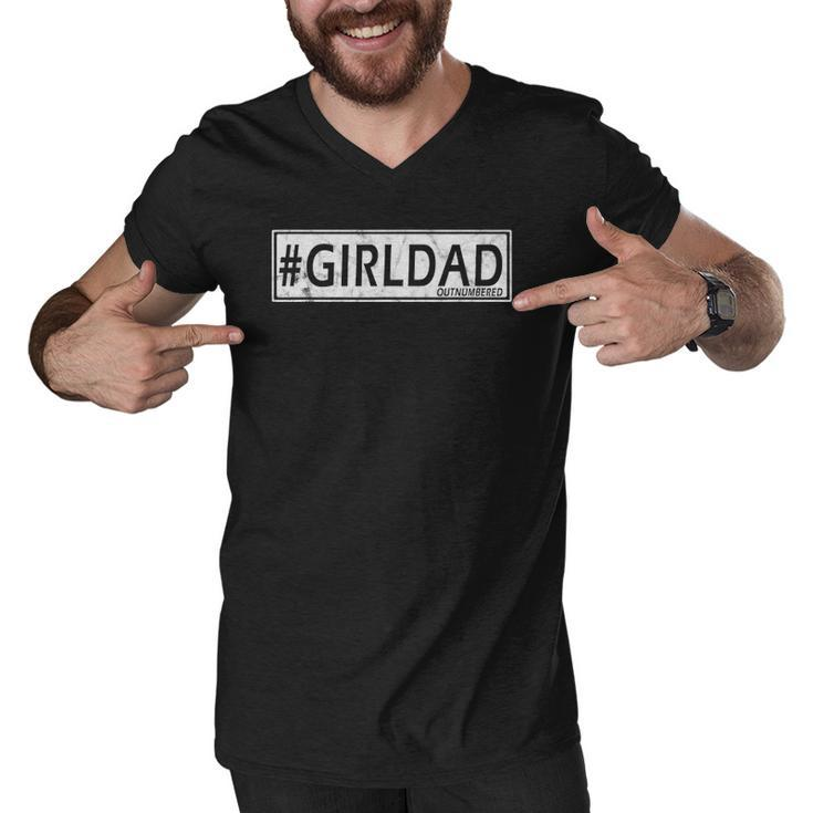 Girl Dad Outnumbered Fathers Day From Daughter Men V-Neck Tshirt