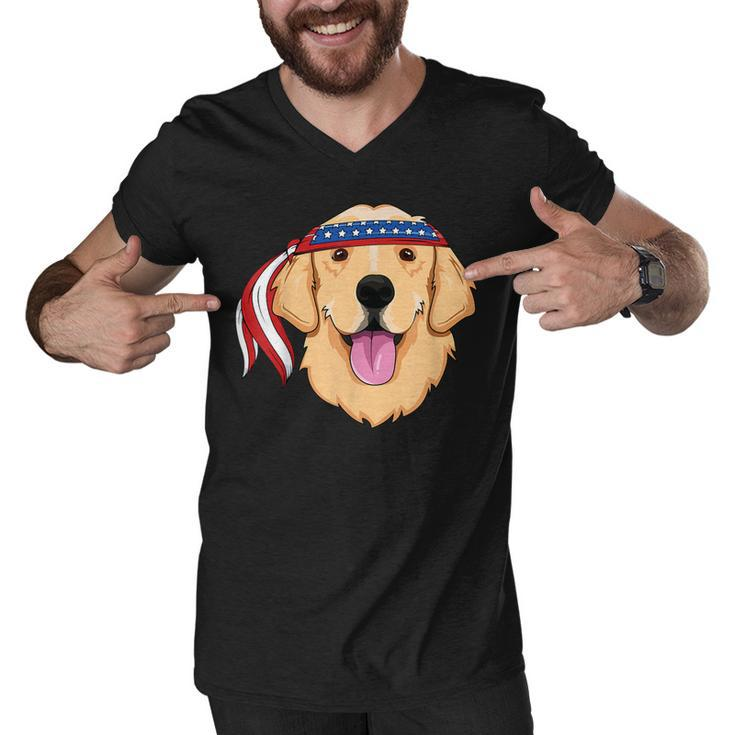 Golden Retriever 4Th Of July Family Dog Patriotic American  Men V-Neck Tshirt