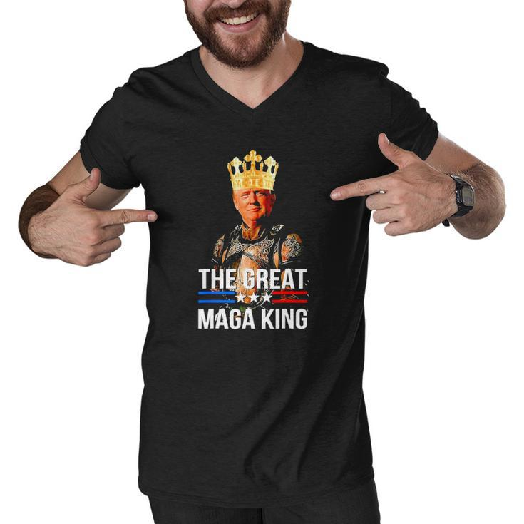 Great Maga King Trump Ultra Maga Crowd Anti Biden Ultra Maga Men V-Neck Tshirt