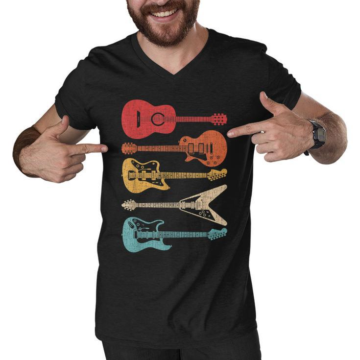 Guitar  Lover Retro Style Gift For Guitarist Men V-Neck Tshirt