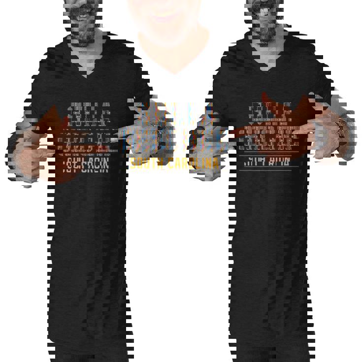 Gulla Geechee Culture South Carolina African Kente Pattern Men V-Neck Tshirt