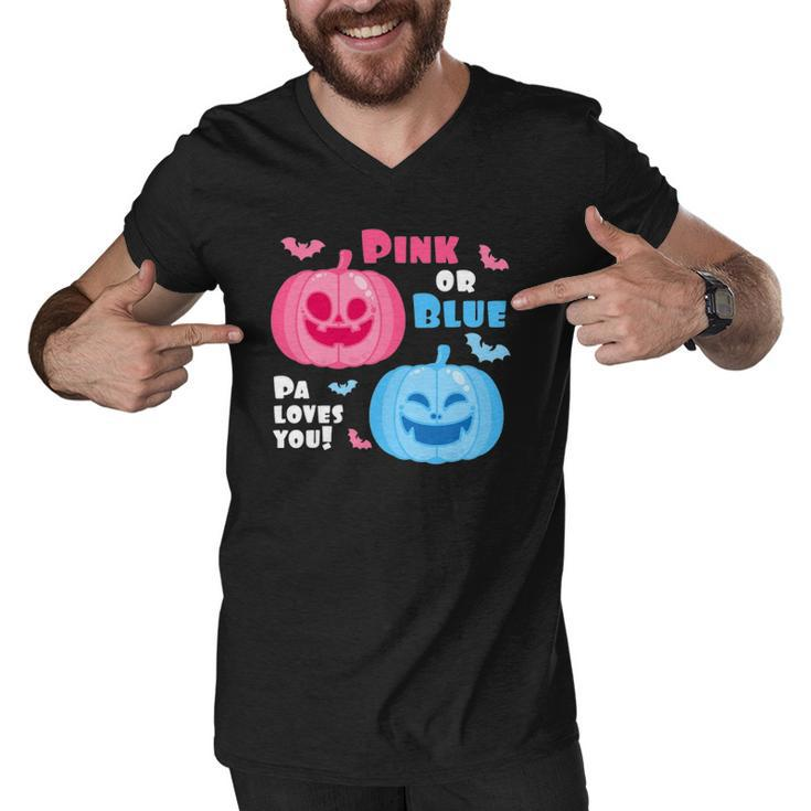 Halloween Gender Reveal Pa Loves You Fall Theme Men V-Neck Tshirt