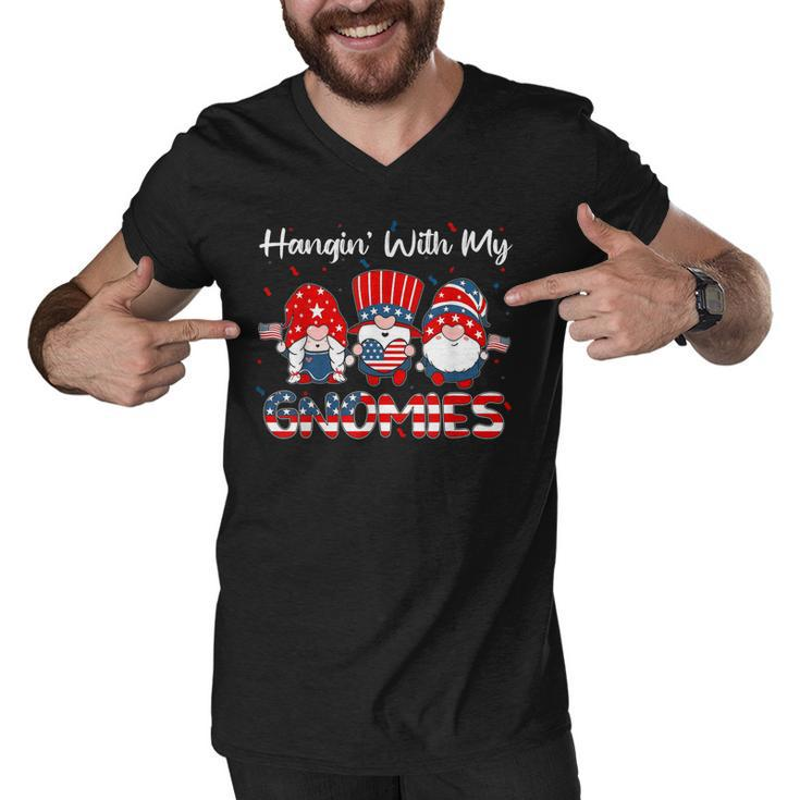 Hanging With My Gnomies Cute Patriotic 4Th Of July Gnome  Men V-Neck Tshirt