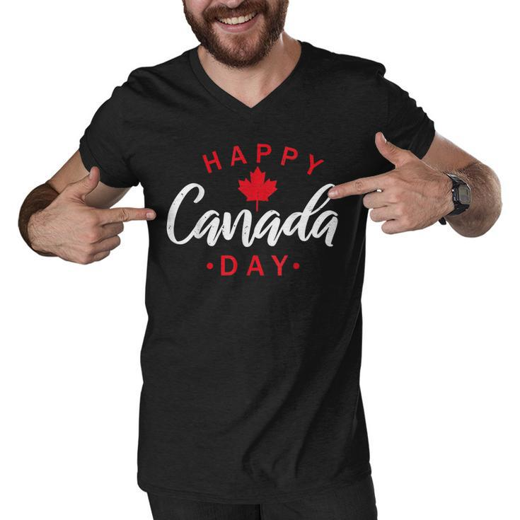 Happy Canada Day  Funny Maple Leaf Canadian Flag Kids  Men V-Neck Tshirt