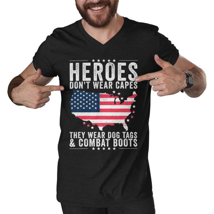 Heroes Dont Wear Capes They Wear Dog Tags And Combat Boots T-Shirt Men V-Neck Tshirt