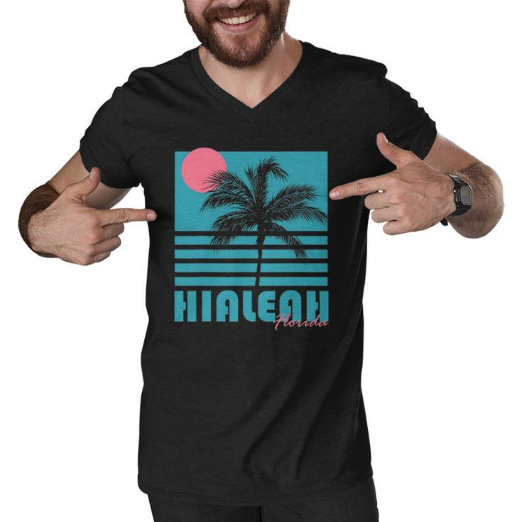 Hialeah Florida Vintage Souvenirs Palm Trees Beach Men V-Neck Tshirt