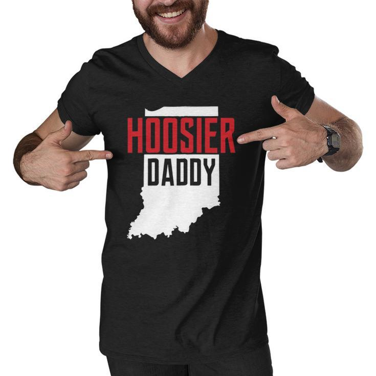 Hoosier Daddy Indiana State Map Gift Zip Men V-Neck Tshirt