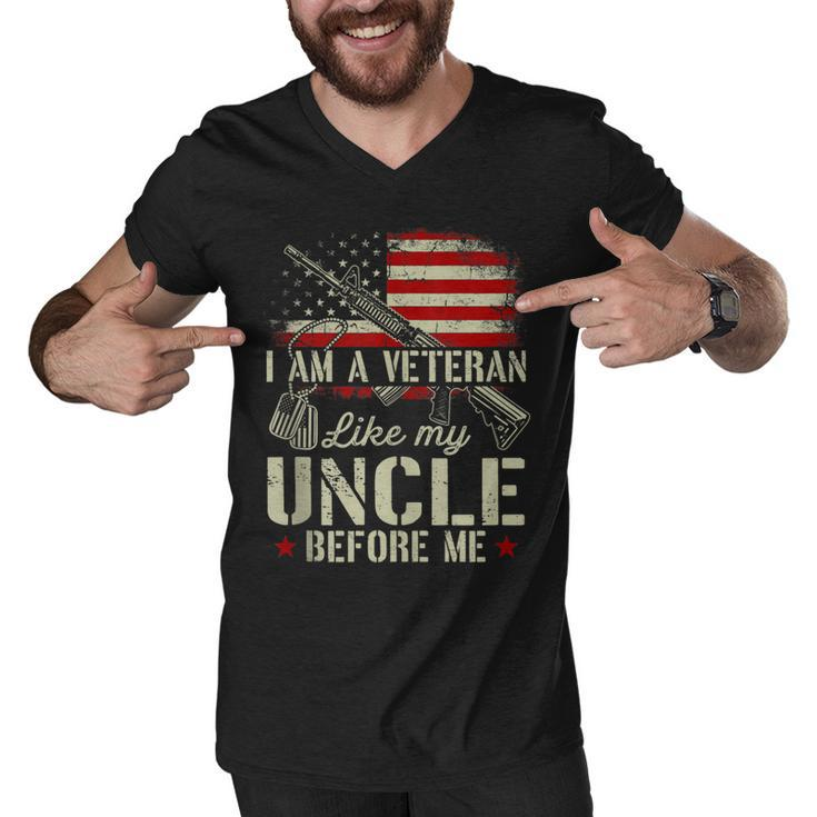 I Am A Veteran Like My Uncle Before Me Army Dad 4Th Of July  Men V-Neck Tshirt
