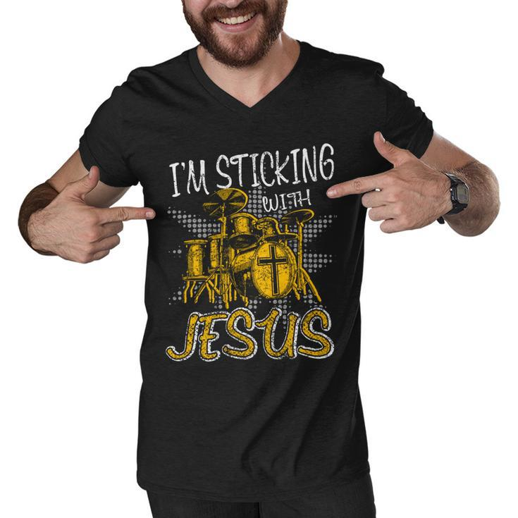 I Am Sticking With Jesus Drum Drumer Music Aa Men V-Neck Tshirt