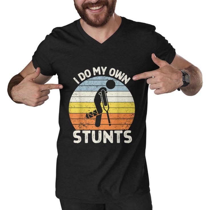 I Do My Own Stunts Broken Leg Get Well Soon Crutches  Men V-Neck Tshirt