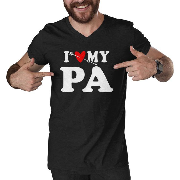 I Love My Pa With Heart Fathers Day Wear For Kid Boy Girl Men V-Neck Tshirt