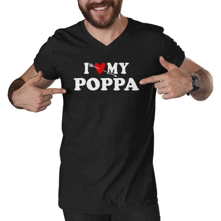 I Love My Poppa Arrow Heart Father Day Wear For Son Daughter  Men V-Neck Tshirt