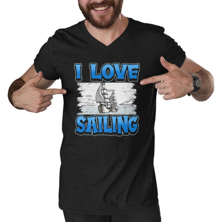 I Love Sailing Sailor Boat Ocean Ship Captain Men V-Neck Tshirt