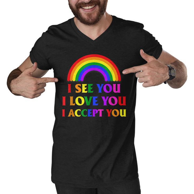 I See I Love You I Accept You - Lgbtq Ally Gay Pride  Men V-Neck Tshirt