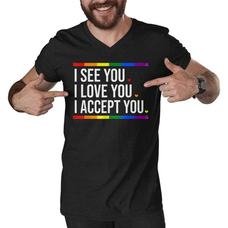 I See You I Love You I Accept You - Lgbt Pride Rainbow Gay  Men V-Neck Tshirt