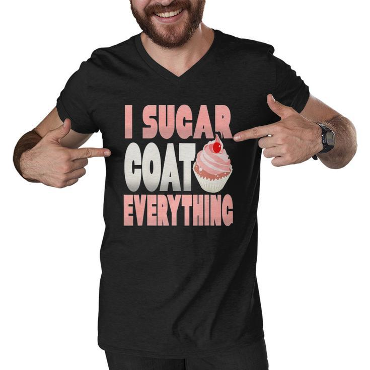 I Sugar Coat Everything Funny Baker Cupcake Men V-Neck Tshirt