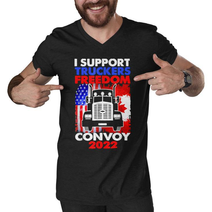 I Support Truckers Freedom Convoy 2022  V3 Men V-Neck Tshirt