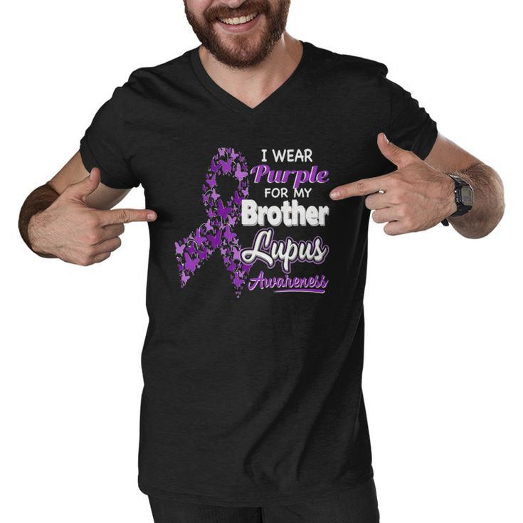I Wear Purple For My Brother - Lupus Awareness Men V-Neck Tshirt
