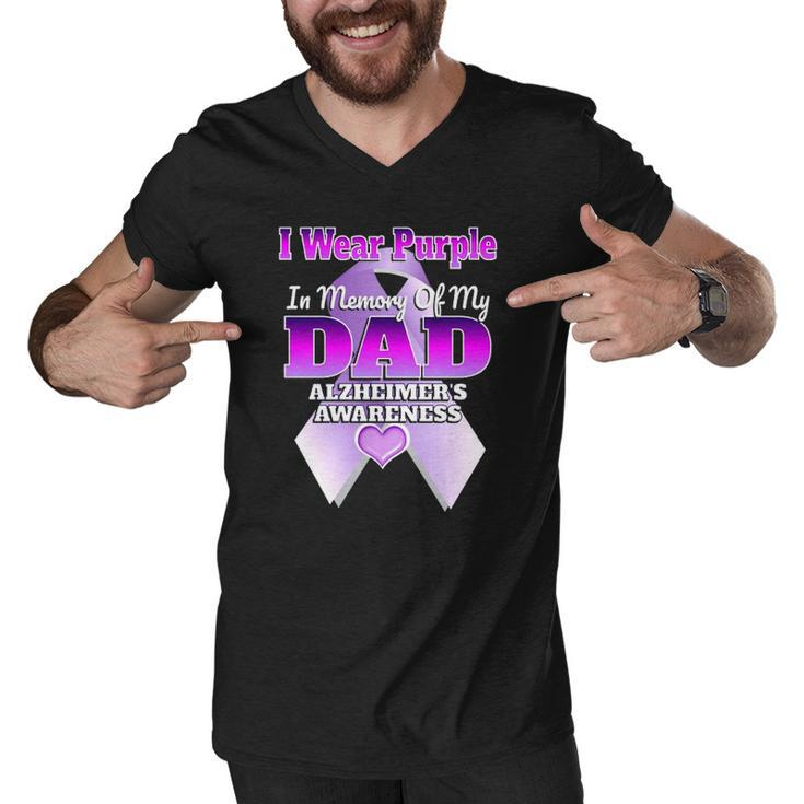 I Wear Purple In Memory Of My Dad Alzheimers Awareness  Men V-Neck Tshirt