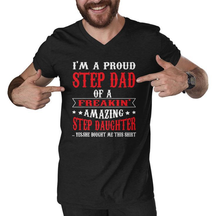 Im A Proud Stepdad Of A Freaking Amazing Fathers Day Men V-Neck Tshirt