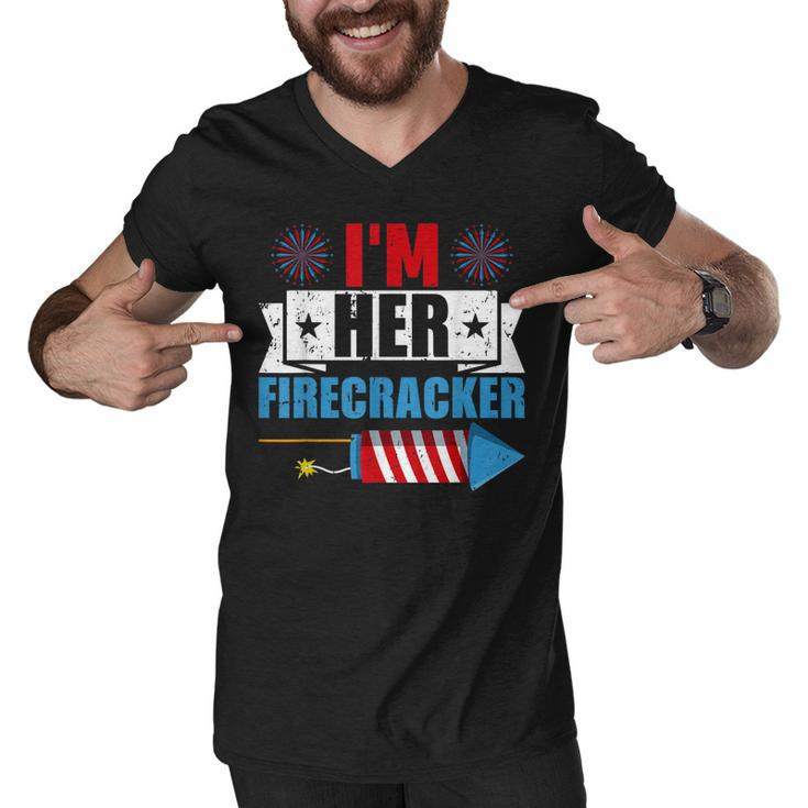 Im Her Firecracker 4Th Of July Matching Couple For Her  Men V-Neck Tshirt