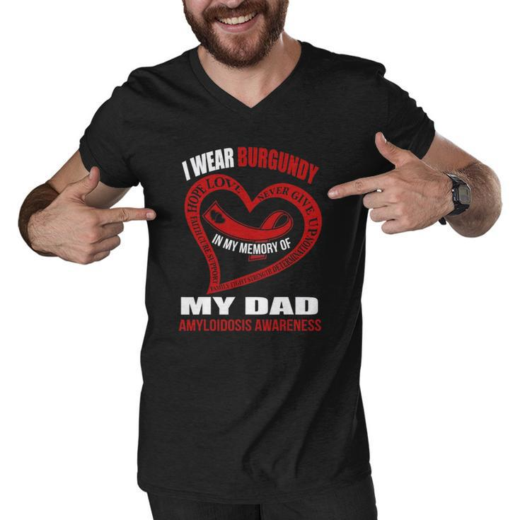 In My Memory Of My Dad Amyloidosis Awareness Men V-Neck Tshirt