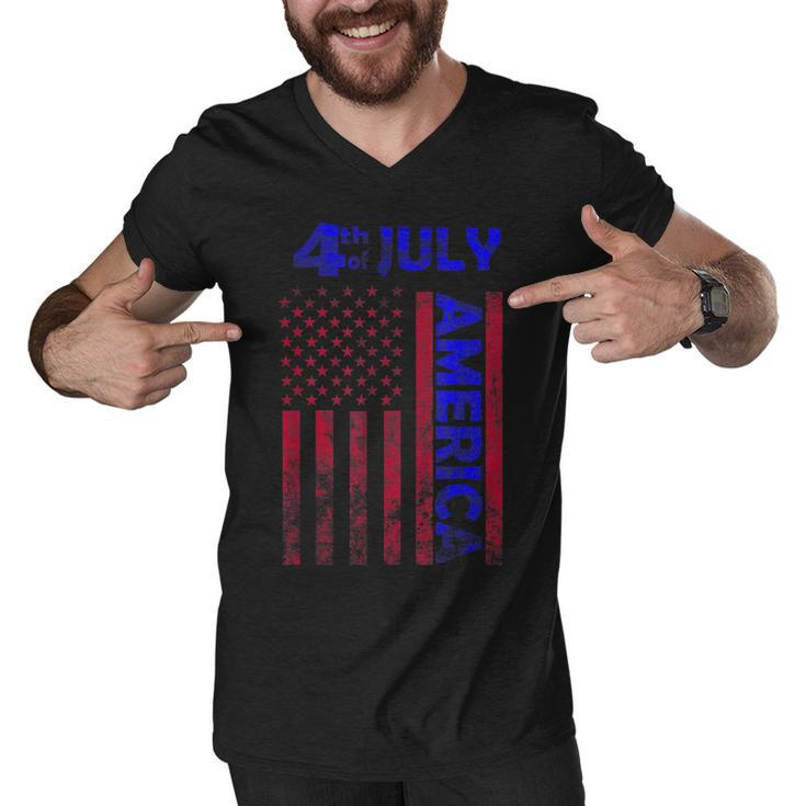 Independence Day Usa America Flag 4Th Of July Happy Funny  Men V-Neck Tshirt