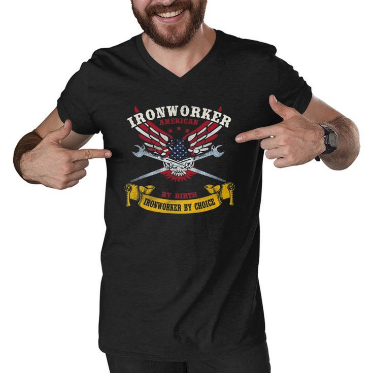 Ironworker S Gift American By Birth Worker By Choice Men V-Neck Tshirt