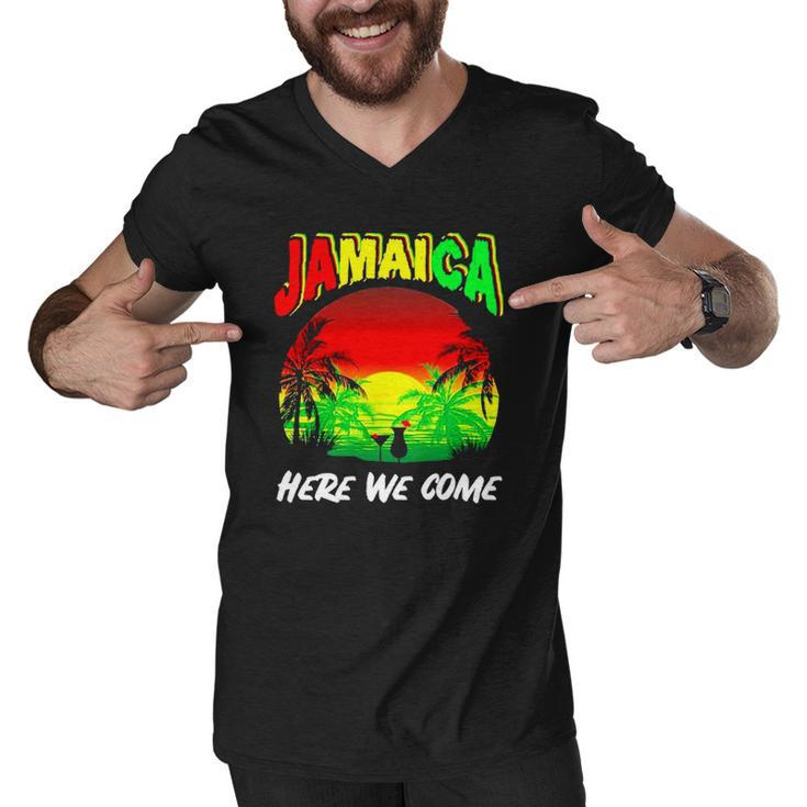 Jamaica Here We Come Jamaica Calling Men V-Neck Tshirt