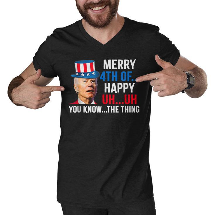 Joe Biden Confused Merry Happy Funny 4Th Of July  Men V-Neck Tshirt