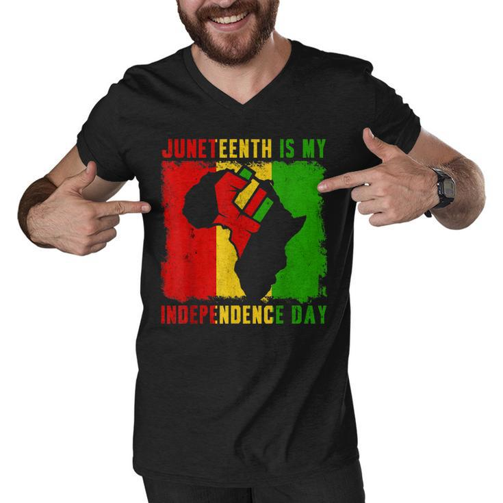 Juneteenth Is My Independence Day 4Th July Black Afro Flag Men V-Neck Tshirt