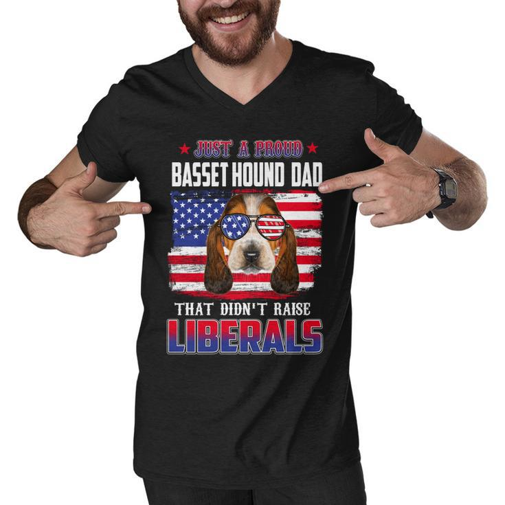 Just A Proud Basset Hound Dad Merica Dog 4Th Of July  Men V-Neck Tshirt