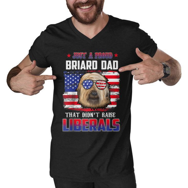 Just A Proud Briard Dad Merica Dog Patriotic 4Th Of July  Men V-Neck Tshirt
