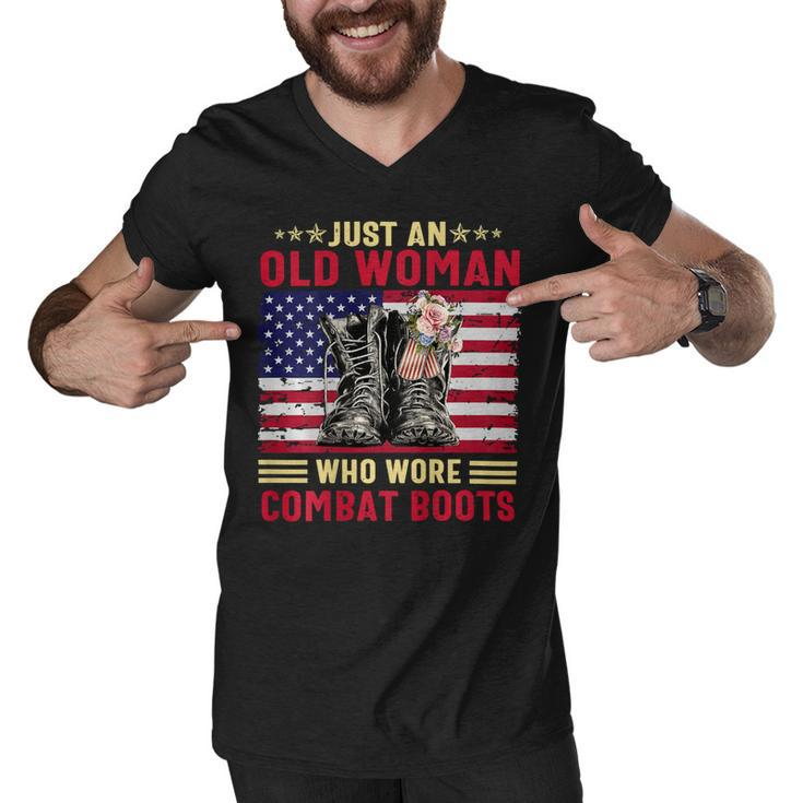 Just An Old Woman Who Wore Combat Boots T-Shirt Men V-Neck Tshirt