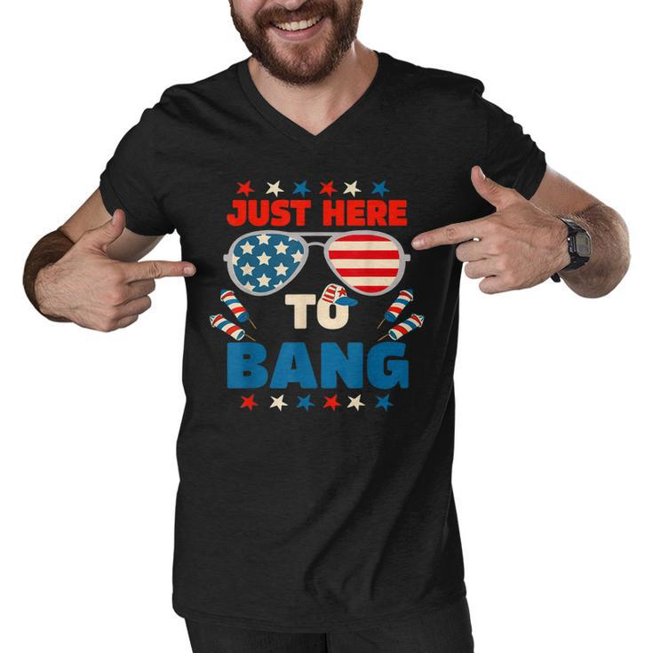 Just Here To Bang  Men Just Here To Bang 4Th Of July  Men V-Neck Tshirt