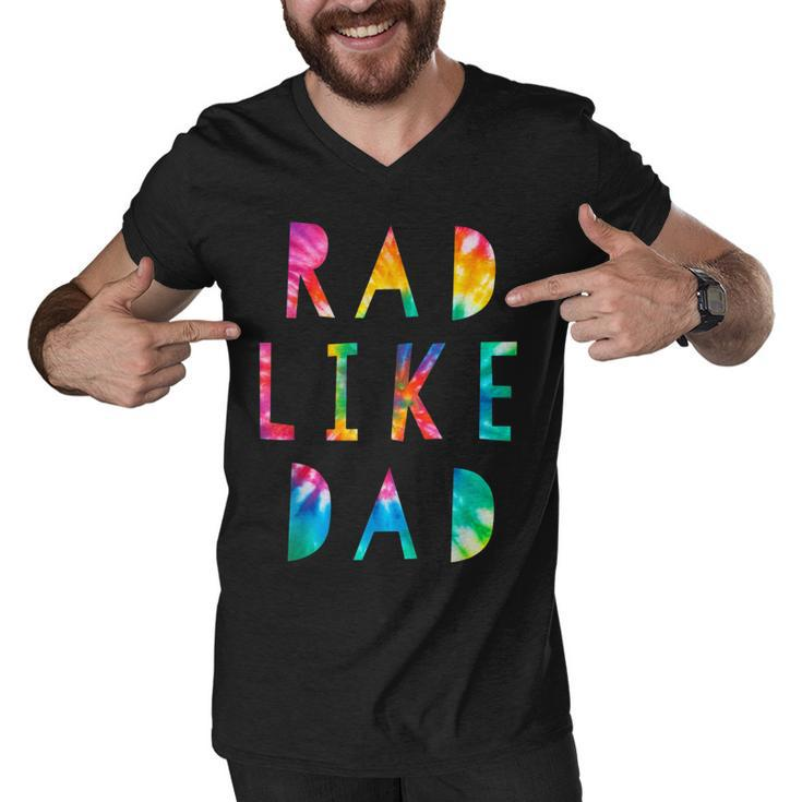 Kids Rad Like Dad Tie Dye Funny Father’S Day Kids Boys Son  Men V-Neck Tshirt